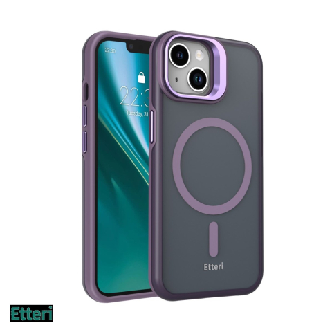 Huse si protectii pentru iPhone - Husa Etteri Morning Fog pentru Apple iPhone 14, Carcasa magnetica, Mov