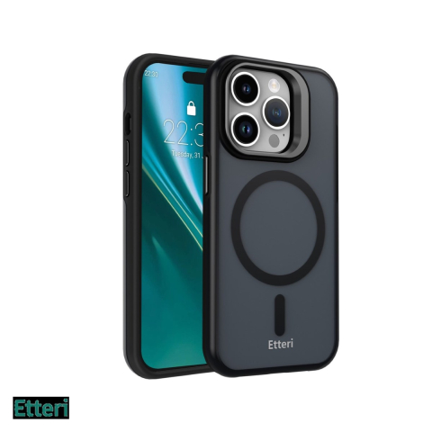 Huse si protectii smartphone - Husa Etteri Morning Fog pentru Apple iPhone 14 Pro, Carcasa magnetica, Negru