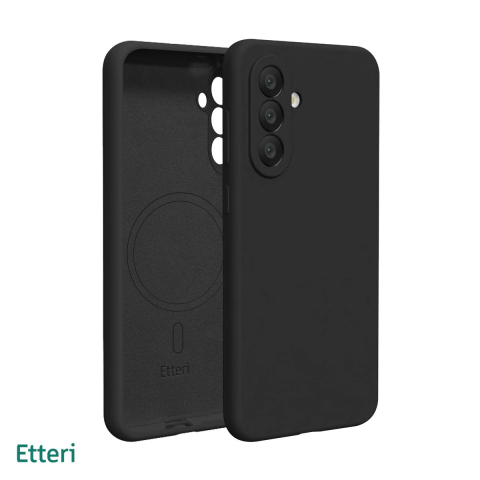 Huse si protectii pentru Samsung Galaxy A57 5G - Husa Etteri Silicone Mag pentru Samsung Galaxy A57 5G, Carcasa magnetica, Negru