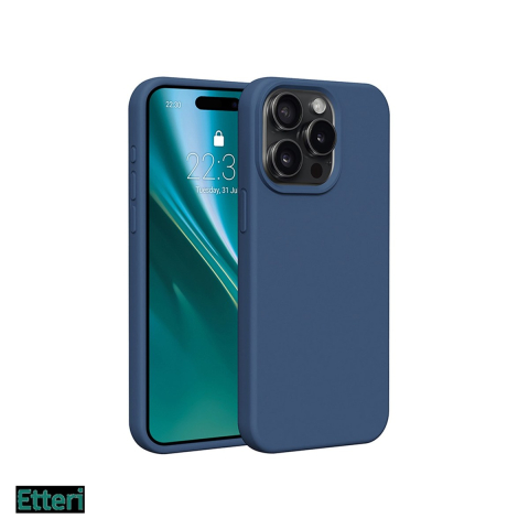 Huse si protectii pentru iPhone 15 Pro - Husa Etteri Silicone pentru Apple iPhone 15 Pro, Carcasa, Albastru