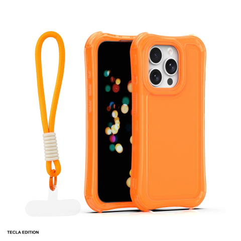 Huse si protectii pentru iPhone 15 Pro - Husa Safepop strap pentru Apple iPhone 15 Pro, Carcasa, Portocaliu