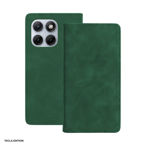 Huse si protectii pentru Motorola - Husa Smart Suede Fusion pentru Motorola Edge 70 Fusion, tip carte, Verde