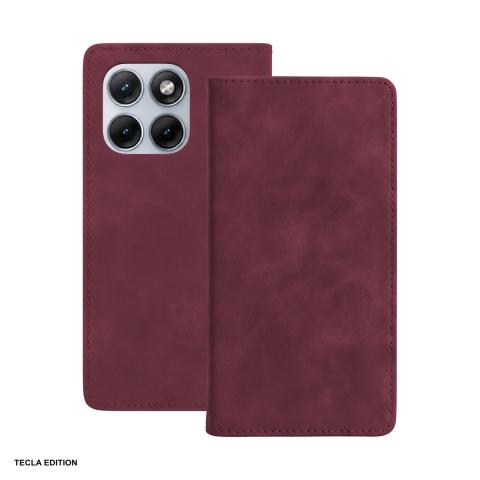 Huse si protectii pentru Motorola - Husa Smart Suede Fusion pentru Motorola Edge 70 Fusion, tip carte, Visiniu