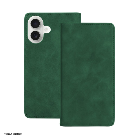 Huse si protectii pentru iPhone 16 - Husa Smart Suede pentru Apple iPhone 16, tip carte, Verde