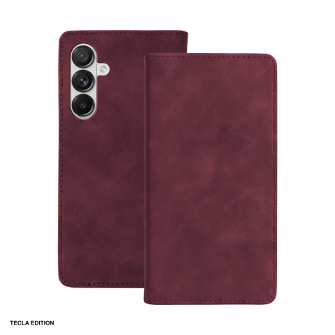 Huse si protectii pentru Samsung Galaxy A37 5G - Husa Smart Suede pentru Samsung Galaxy A36 5G, Galaxy A37 5G, tip carte, Visiniu