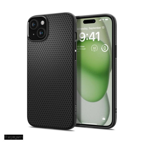 Huse si protectii pentru iPhone 15 Plus - Husa Spigen Liquid Air matte pentru Apple iPhone 15 Plus, Carcasa, Negru