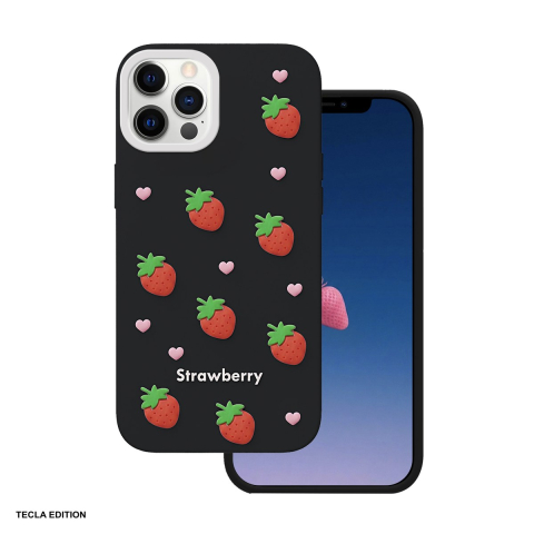 Huse si protectii pentru iPhone - Husa Strawberry pentru Apple iPhone 12 Pro, iPhone 12, Carcasa, Negru
