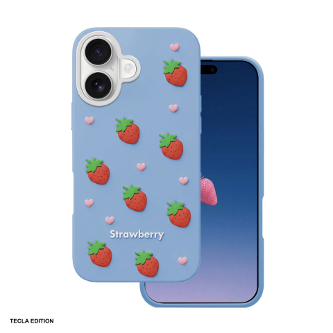 Huse si protectii pentru iPhone 16 - Husa Strawberry pentru Apple iPhone 16, iPhone 17, Carcasa, Albastru