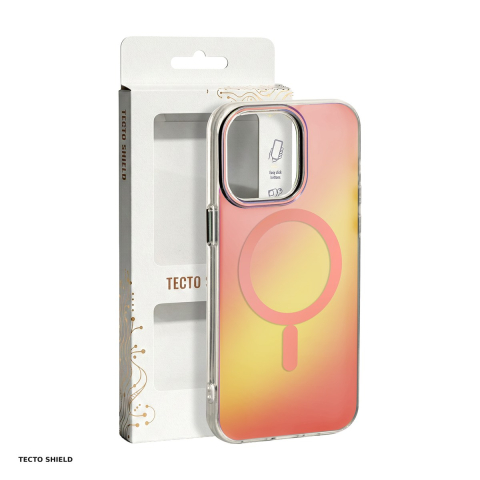 Huse si protectii smartphone - Husa Tecto Shield Aurora pentru Apple iPhone 14 Pro, Carcasa magnetica, Roz