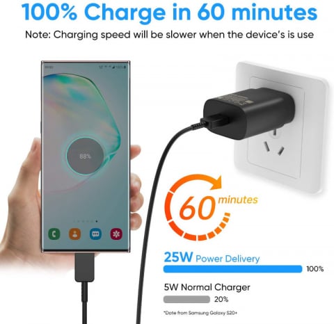 Incarcator la retea cu port USB tip C, Samsung EP-TA800EWE Super Fast Charging, 5V 3A, maxim 25W, alb [6]