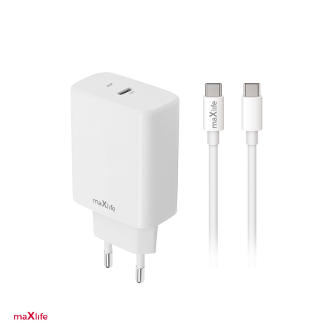 Accesorii IT - Incarcator Maxlife MXTC-10-20C, PD QC 20 W, 1x USB-C, cu cablu USB-C - USB-C, cablu 1m
