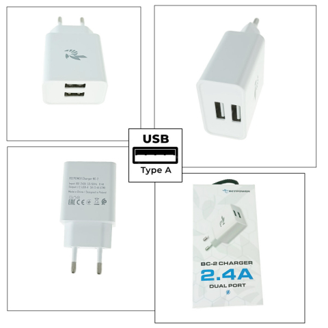 Incarcator priza EU, Dual Ports, Fast Charge, BeePower BC2 50013, 5V 2.4 A, 2 porturi USB, alb [3]