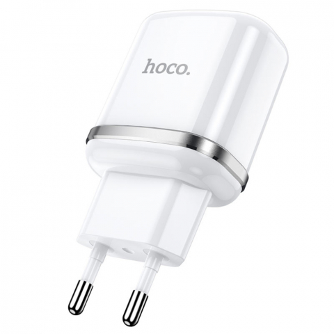 Incarcator priza EU, HOCO N4 Dual Ports, Fast Charge, 5V / 2.4 A, 2 porturi USB, alb [1]
