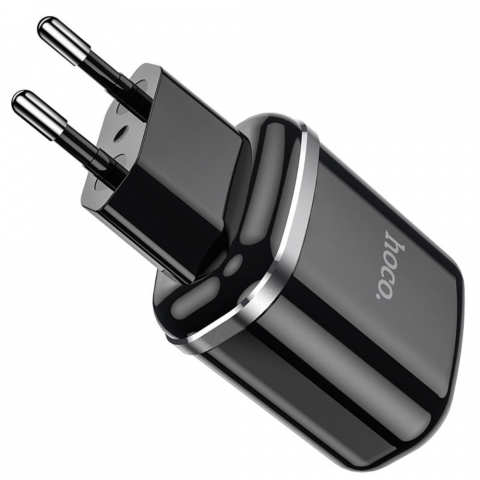 Incarcator priza EU, HOCO N4 Dual Ports Fast Charge, 5V / 2.4 A, 2 porturi USB, negru [10]