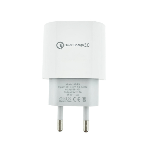 Incarcator QC3.0 cu port USB-C, AR-P3, priza retea EU, bulk, alb [1]