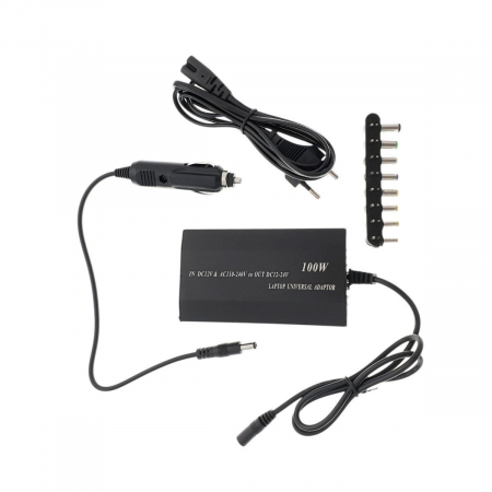 Auto si retea - Incarcator universal la retea si auto , 100W 12-24V, cu port USB 5V 1A si 8 conectori