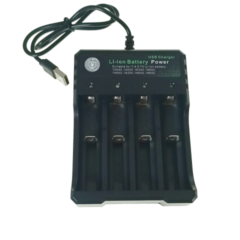 Incarcator baterii - Incarcator USB inteligent pentru 4 acumulatori litiu, 4.2V, 1000mA, 18650, negru