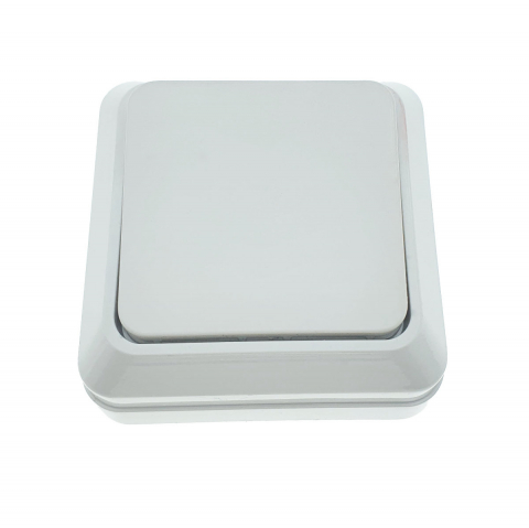 Intrerupator cu buton, aplicat, cu rama, 70 x 70 x 32mm, alb [1]