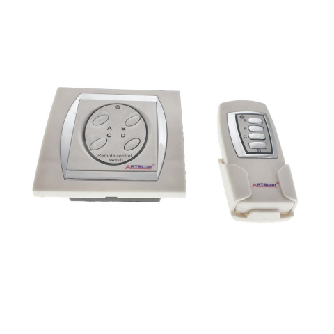 Accesorii prize - Intrerupator digital cu 4 butoane si telecomanda cu raza de 50m, alb