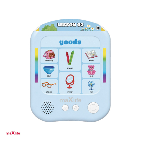 Jucarii educative - Jucarie educativa copii, Maxlife english MXLD-200, pentru invatarea limbii engleze, 30 carti cu 468 concepte si cuvinte vocabular pentru invatare prin joaca, USB-C,300 mAh, Alb
