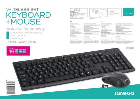 KEYBOARD US + MOUSE OMEGA OKM071 M-MEDIA W-LESS SET 2.4GHZ [7]