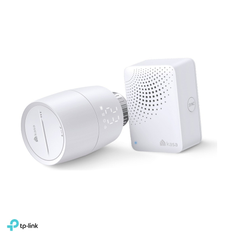 Smart home - Kit termostat smart pentru calorifer TP-Link Kasa KE100 cu hub KH100, cap termostatic 868 MHz, hub Wi-Fi 2.4 GHz, filet M30x1.5 cu adaptoare RA, RAV, RAVL, alb