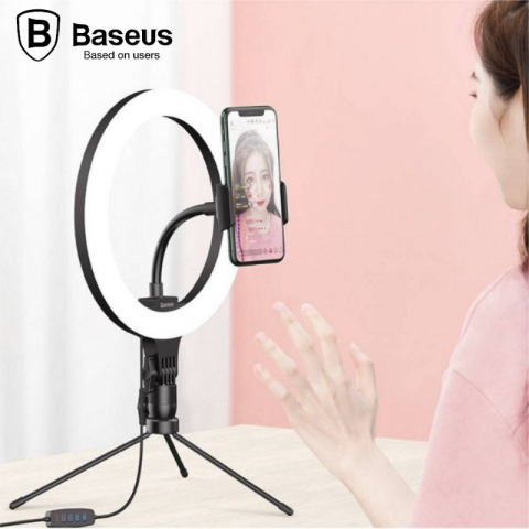 Lampa circulara LED cu tripod, 15W, Baseus CRZB10-A01 22733, diametru 25 cm, lungime cablu 190 cm, conector USB Tip A tata, neagra [18]