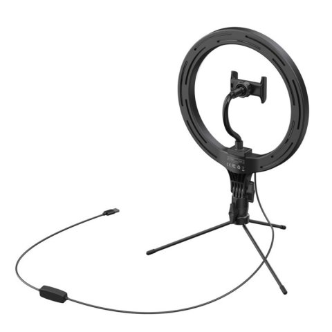 Lampa circulara LED cu tripod, 15W, Baseus CRZB10-A01 22733, diametru 25 cm, lungime cablu 190 cm, conector USB Tip A tata, neagra [3]