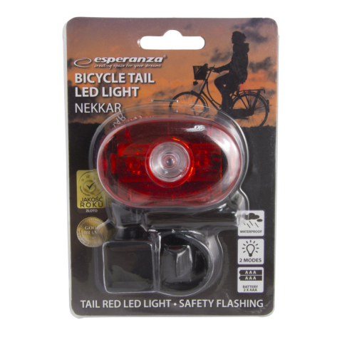 Lampa cu 2 LED pentru spate bicicleta, Esperanza Nekkar, 2 moduri iluminare, alimentare 2 x AAA, lumina rosie [1]