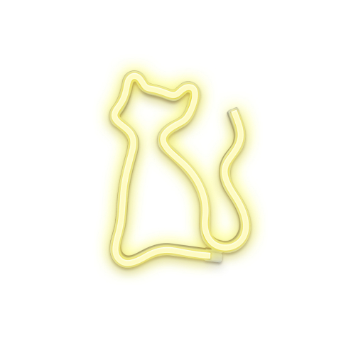 Decoratiuni luminoase - Lampa decorativa LED tip Neon, model Pisica, 24 x 17 cm, Forever Light Cat 94935, iluminare decorativa, lumina calda, galben
