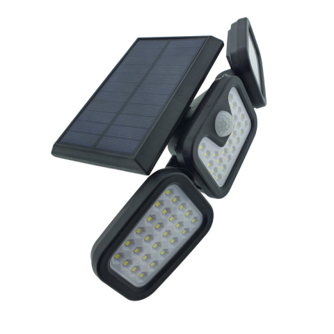 Lampa LED tripla, reglabila, cu incarcare solara, LTC 76691, 20W, SMD, 800lm, acumulator 2400mAh, cu senzori, neagra [1]