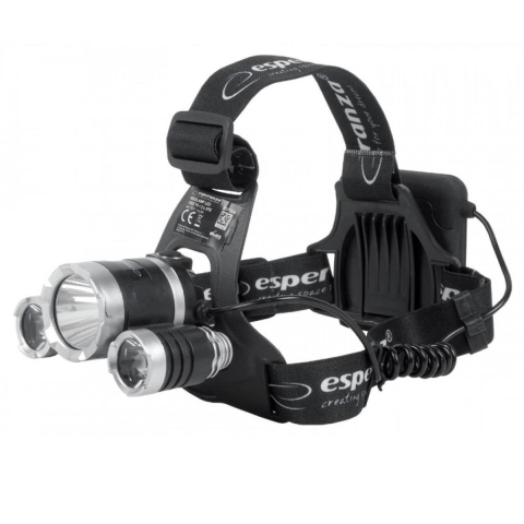 Lanterne - Lanterna frontala, Esperanza Cepheus, LED CREE T6 si doua diode XPE, inclinare reglabila, prindere cu banda elastica, alimentare 4 x AA