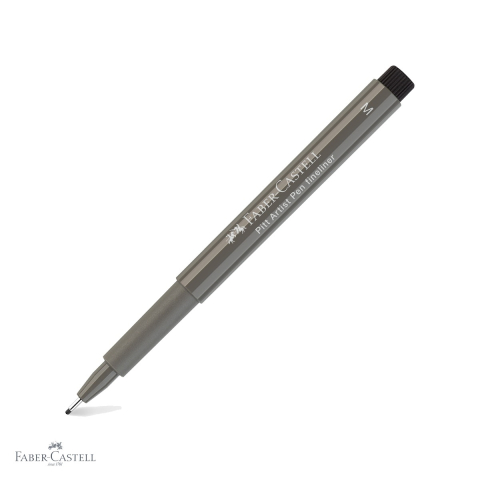 Markere si instrumente de desen artistic - Liner artist Faber-Castell Pitt Artist Pen, varf M 0.7 mm, cerneala permanenta rezistenta la apa, gri cald IV