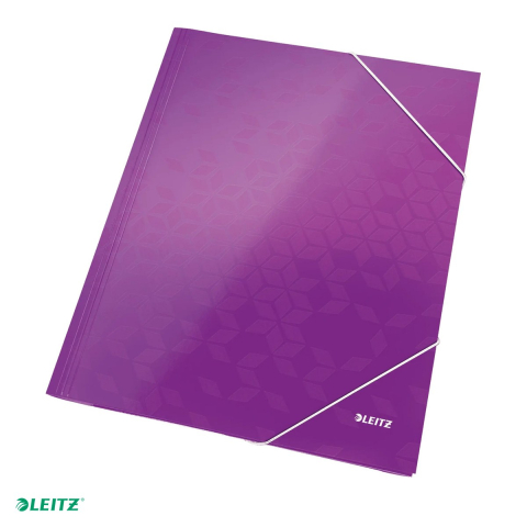Mape si serviete - Mapa cu elastic Leitz WOW, carton laminat, A4, capacitate 250 coli, pentru transport, mov