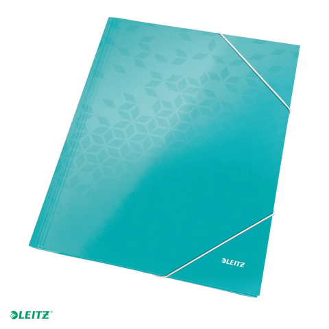 Mape si serviete - Mapa cu elastic Leitz WOW, carton laminat, A4, capacitate 250 coli, pentru transport, turcoaz