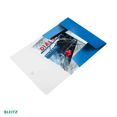 Mape si serviete - Mapa cu elastic Leitz WOW, PP, A4, capacitate 150 coli, pentru transport, albastru