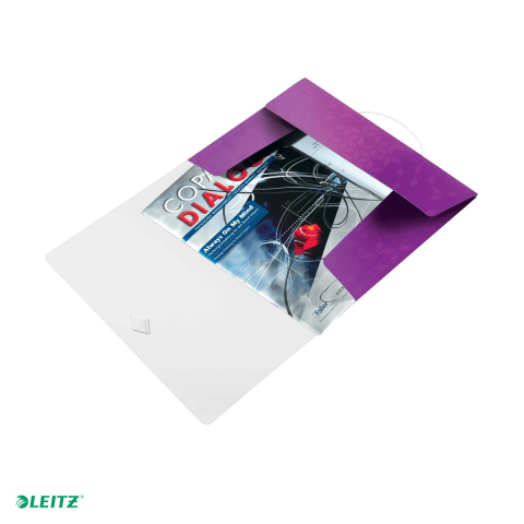 Mape si serviete - Mapa cu elastic Leitz WOW, PP, A4, capacitate 150 coli, pentru transport, mov