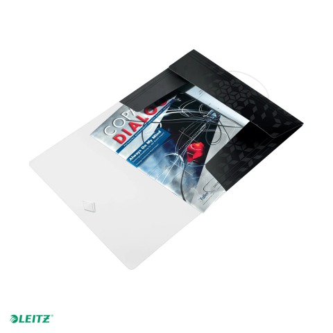Mape si serviete - Mapa cu elastic Leitz WOW, PP, A4, capacitate 150 coli, pentru transport, negru