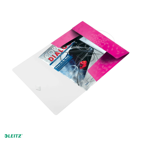 Mape si serviete - Mapa cu elastic Leitz WOW, PP, A4, capacitate 150 coli, pentru transport, roz