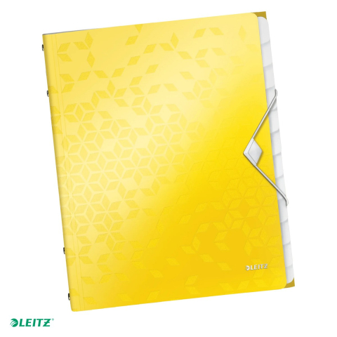 Mape si serviete - Mapa cu separatoare Leitz WOW, PP, A4, 12 separatoare, capacitate 200 coli, pentru transport, galben