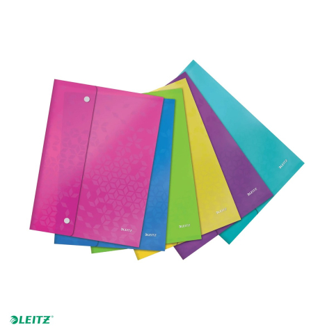 Mape si serviete - Mapa de protectie Leitz WOW, cu capse, PP, A4, capacitate 60 coli, diverse culori, pentru transport, asortat