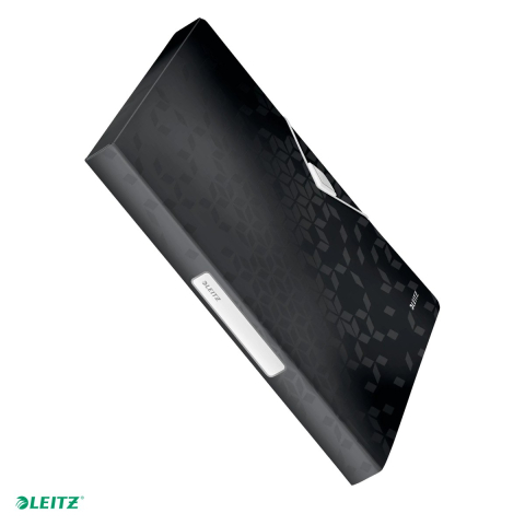 Mape si serviete - Mapa Jumbo Leitz WOW, PP, A4, cu elastic, capacitate 250 coli, pentru transport, negru