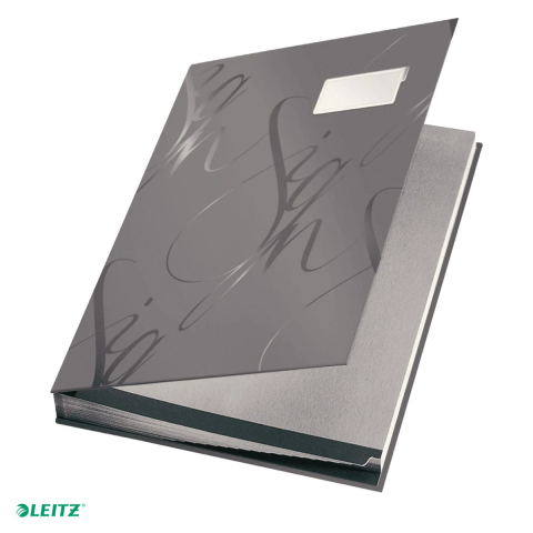Mape si serviete - Mapa pentru semnaturi Leitz Design, carton, A4, 17 separatoare, gri