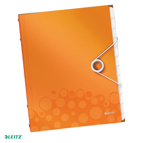 Mape si serviete - Mapa plastic 12 compartimente metalizat Leitz Wow, A4, portocaliu