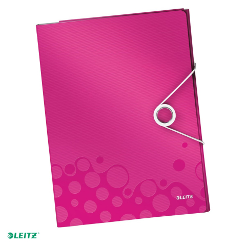 Mape si serviete - Mapa plastic 4 compartimente pt conferinte metalizat Leitz, carton 80 g/mp, A4, roz
