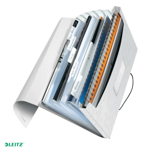 Mape si serviete - Mapa tip proiect Leitz WOW, PP, A4, capacitate 250 coli, pentru transport, alb