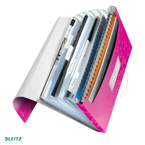 Mape si serviete - Mapa tip proiect Leitz WOW, PP, A4, capacitate 250 coli, pentru transport, roz