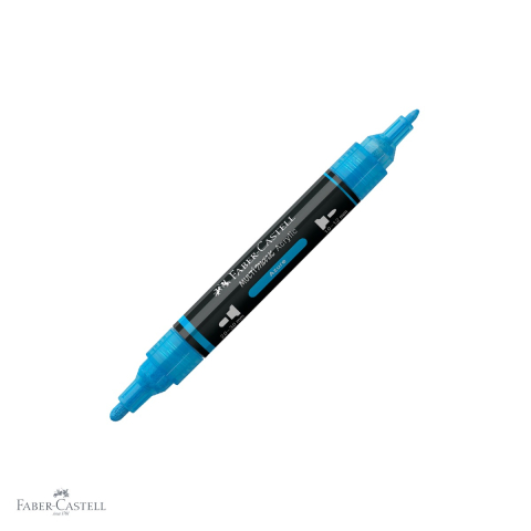 Markere si instrumente de desen artistic - Marker acrilic Faber-Castell Multimark, culoare 448 albastru azure, varf dublu, pentru diverse suprafete