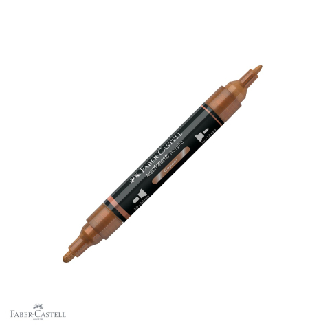 Markere si instrumente de desen artistic - Marker acrilic Faber-Castell Multimark, culoare cupru 252, varf dublu, pentru suprafete multiple