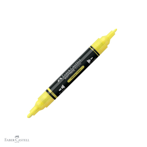 Markere si instrumente de desen artistic - Marker acrilic Faber-Castell Multimark, culoare galben neon 256, varf dublu, pentru suprafete multiple